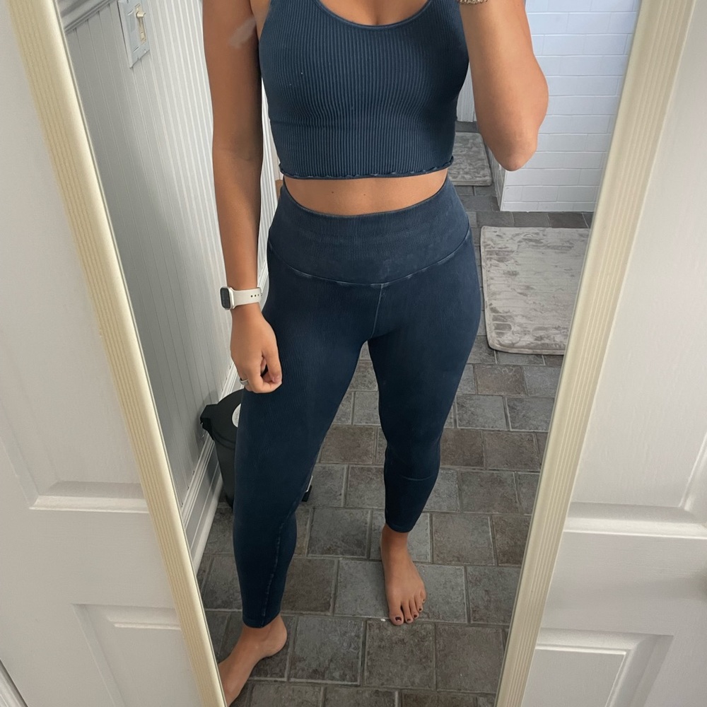 Spiritual Gangster Navy Ribbed Leggings XS/S
